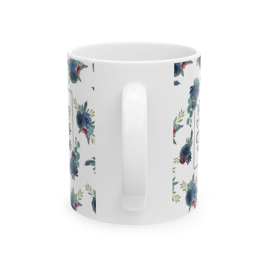 Raising My Tribe Ceramic Mug — Floral Family Mom Coffee Cup (11oz)
