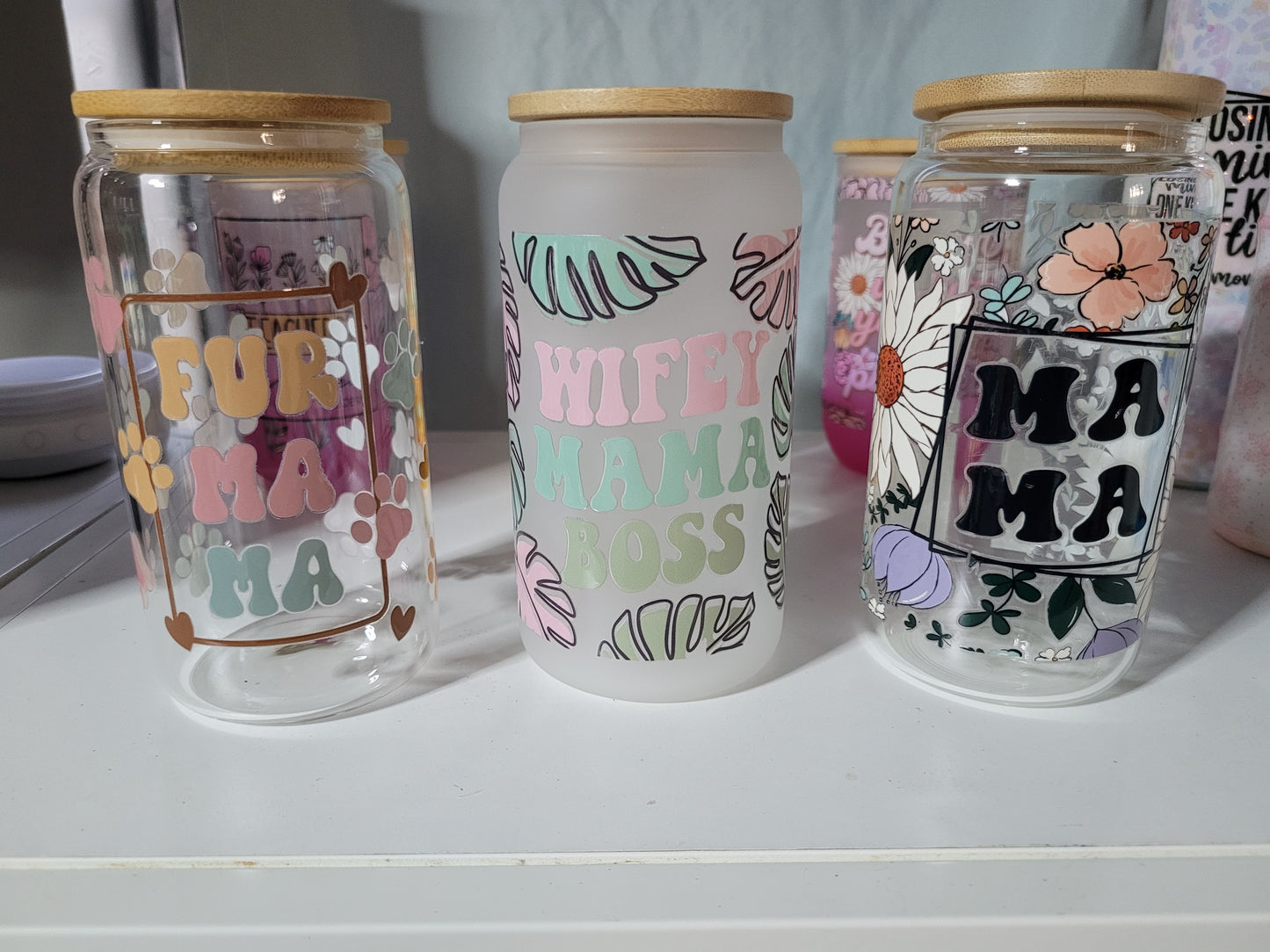 Assorted glass tumblers