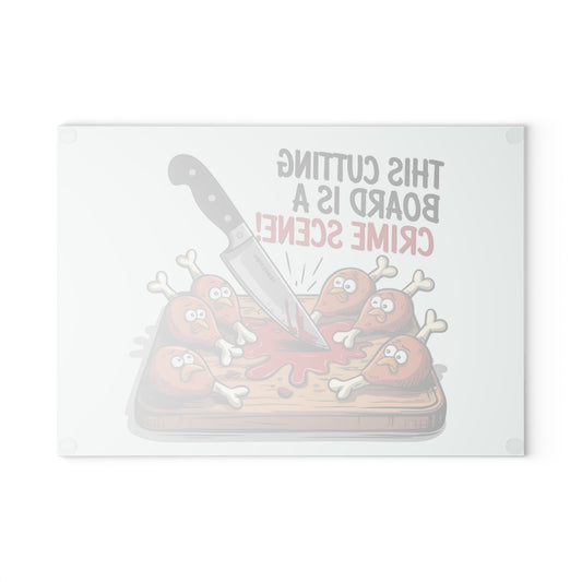 This Cutting Board Is a Crime Scene glass cutting board | Funny chicken drumstick illustration
