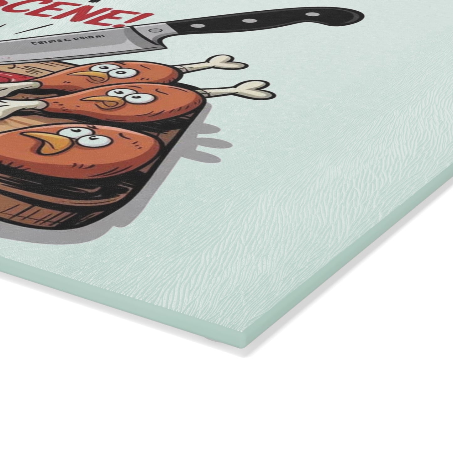 This Cutting Board Is a Crime Scene glass cutting board | Funny chicken drumstick illustration