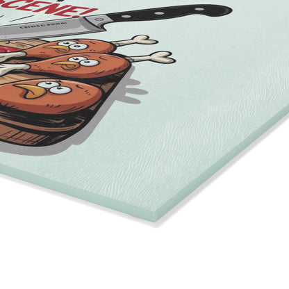 This Cutting Board Is a Crime Scene glass cutting board | Funny chicken drumstick illustration