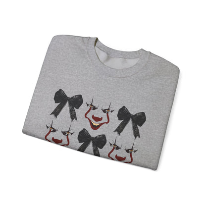 Creepy Clown Sweatshirt - Unisex Heavy Blend, Halloween Cozy Wear, Horror Movie Fan Gift, Autumn Casual Style, Fun Costume Addition