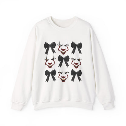 Creepy Clown Sweatshirt - Unisex Heavy Blend, Halloween Cozy Wear, Horror Movie Fan Gift, Autumn Casual Style, Fun Costume Addition