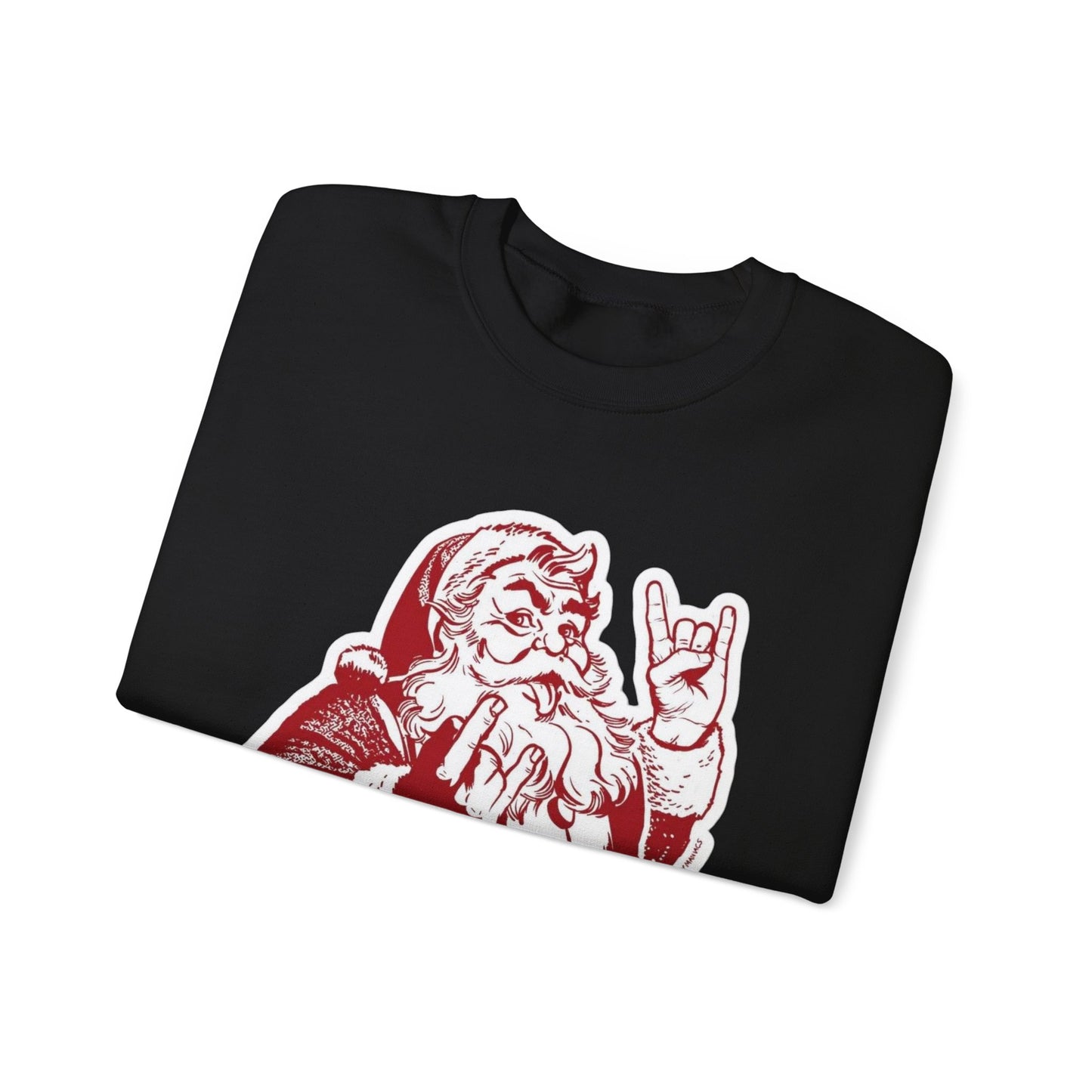 Hail Santa illustration Crewneck Sweatshirt | Rock Christmas graphic