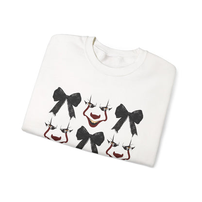 Creepy Clown Sweatshirt - Unisex Heavy Blend, Halloween Cozy Wear, Horror Movie Fan Gift, Autumn Casual Style, Fun Costume Addition