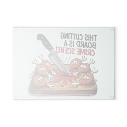 This Cutting Board Is a Crime Scene glass cutting board | Funny chicken drumstick illustration
