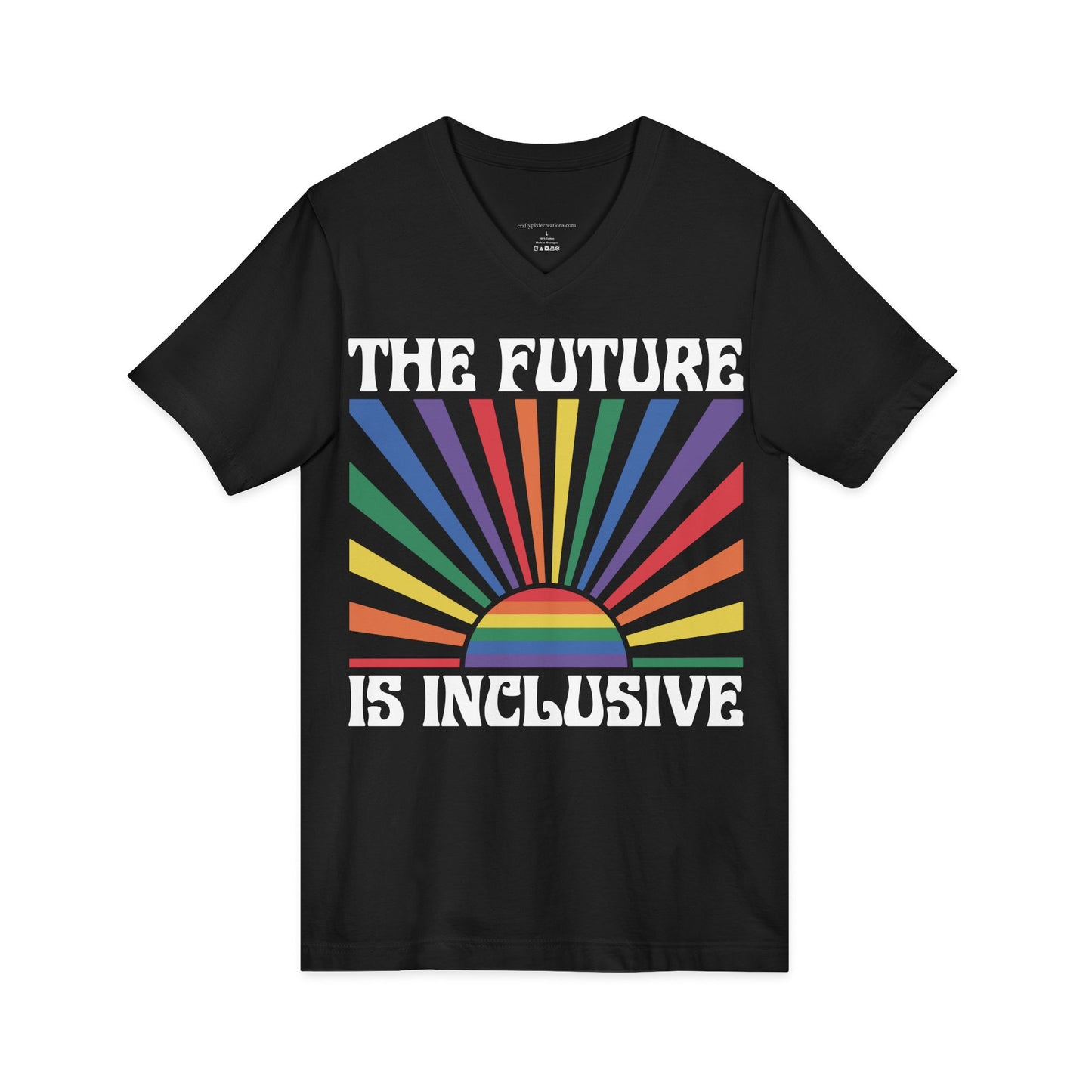 Colorful Rainbow Sunrise V-Neck Tee | Pride Apparel, Summer Fashion, Gift for Him/Her, Casual Wear, LGBTQ+ Support