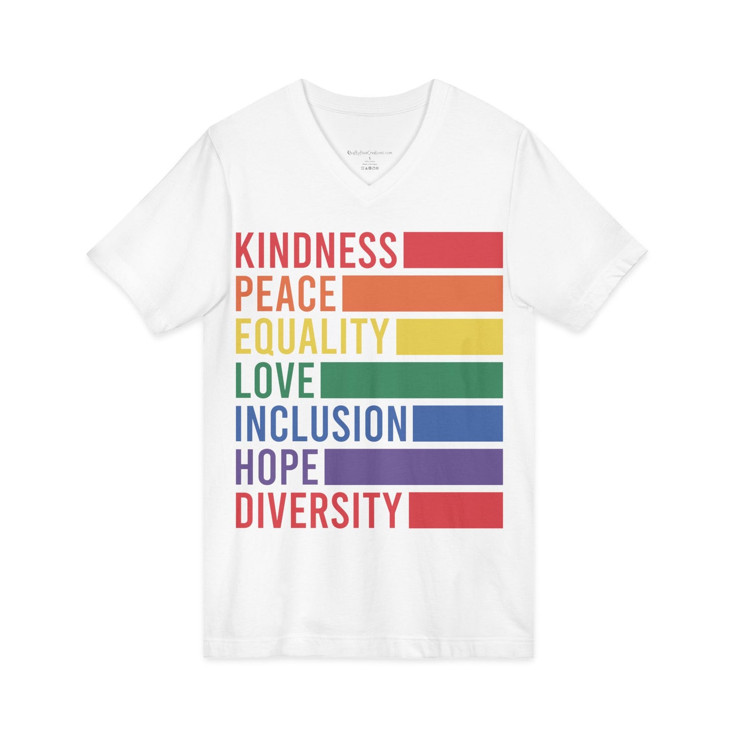 Inclusive Kindness V-Neck Tee | Unisex Pride T-Shirt | LGBTQ+ Love Shirt | Equality & Diversity Apparel | Comfortable Casual Wear